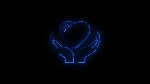 Glowing Hands Holding Heart Shape in Dark Background Stock Footage 345101175
