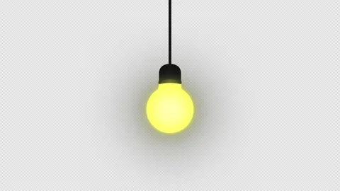 Glowing hanging yellow light bulb seamless loop animation random flickering. Stock Footage 333796980