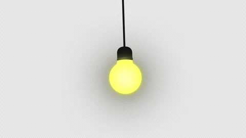 Glowing hanging yellow light bulb swinging seamless loop animation. Vídeo Stock 339244947
