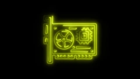 Glowing Hardware Icon and Symbol in HD Video Neon Stock Footage 304558507