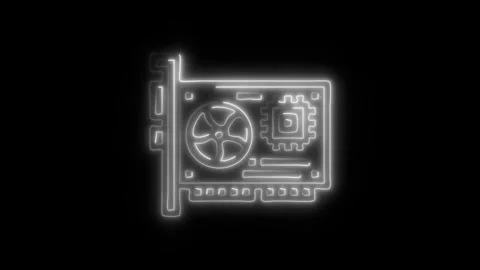 Glowing Hardware Icon and Symbol in HD Video Neon Stock Footage 304558512