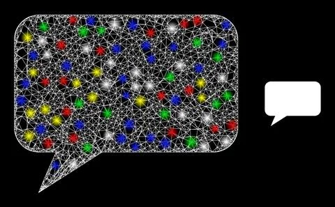 Glowing Hatched Mesh Message Cloud Icon Stock Illustration