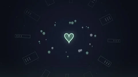 Glowing Heart Animation on Dark Background with Abstract Elements Stock Footage 348020530