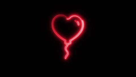 Glowing Heart Balloon Icon in HD Video Neon Animation Vídeo Stock 304554892