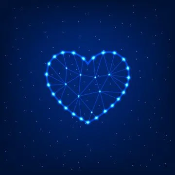 Glowing heart on a blue background. Stock Illustration