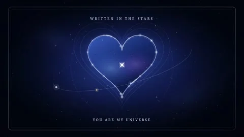 Glowing heart constellation loop with orbiting stars for Valentine's Day Video stock 346302097