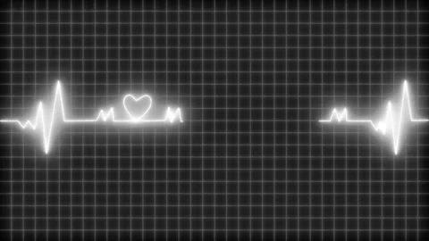 Glowing Heart ECG Line on Grid Background, Doctor Monitor Screen ECG Wavefo.. Stockbeeldmateriaal 317856146