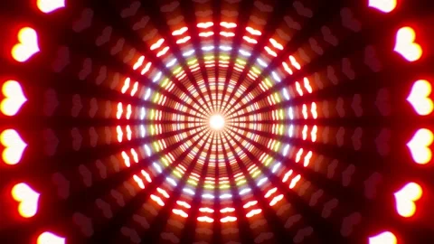Glowing Heart Lamp Tunnel Loop Stock Footage 220235262