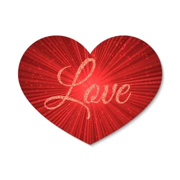 Glowing heart with the rays of light. Isolated on white background. Valentine Stock Illustration