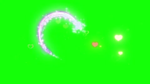 Glowing Heart Shape Animation with Sparkling Light Trails on a Bright Green Video stock 338316575