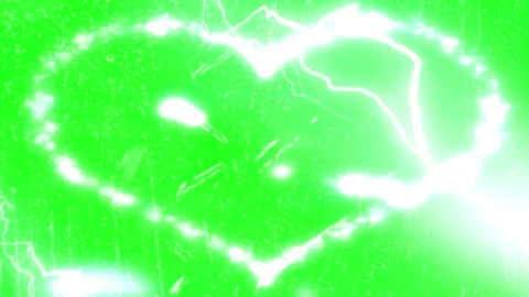 Glowing Heart Shape with Light Streaks on Green Background Video stock 337453968