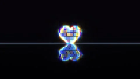 Glowing heart shape in pixel art style with colorful design Stock Footage 338001420