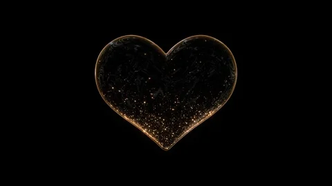 Glowing heart shape sparkling trails light glittering particles, shiny glowing r Stock Footage 341913149