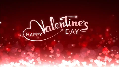 Glowing hearts appear on the shining background with text. Valentines Day Video stock 101660410