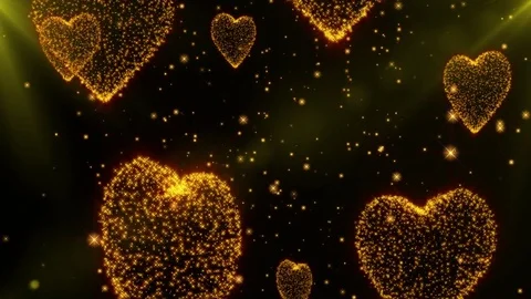 Glowing hearts background for Wedding and Valentine's day . VJ loop. Gold Stock Footage 71587231