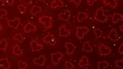 Glowing hearts on the dark red background Stock Footage 123562976