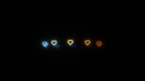 Glowing hearts in different colors on a dark background Video stock 338293606