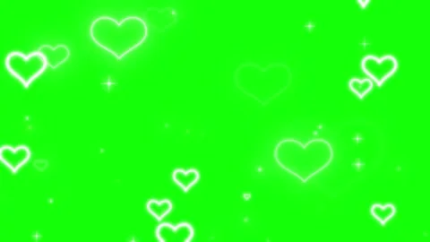 Glowing hearts floating on green background with sparkling effects Stock Footage 338217147