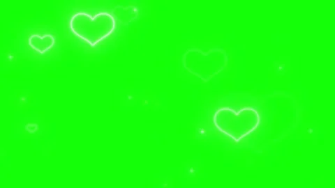 Glowing hearts floating on green screen with sparkles Stock Footage 337315776