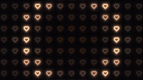 Glowing hearts forming a pattern on a dark background Stock Footage 338288965