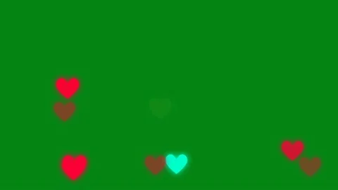 Glowing hearts motion graphics with green screen background Stock Footage 134505103