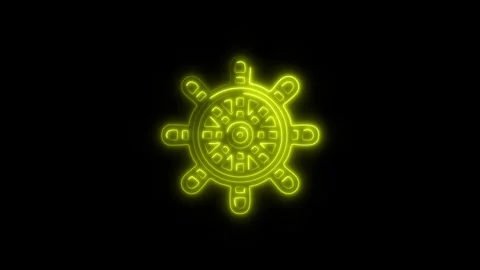 Glowing Helm Icon and Symbol in HD Video Neon Stock Footage 304558249