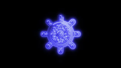 Glowing Helm Icon and Symbol in HD Video Neon Stock Footage 304558253