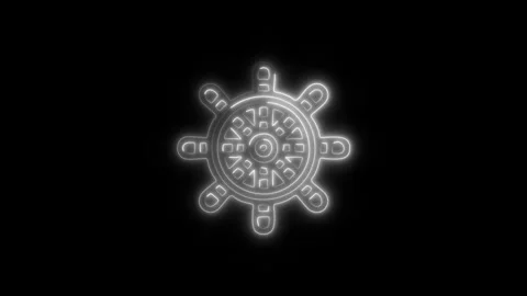 Glowing Helm Icon and Symbol in HD Video Neon Stock Footage 304558262