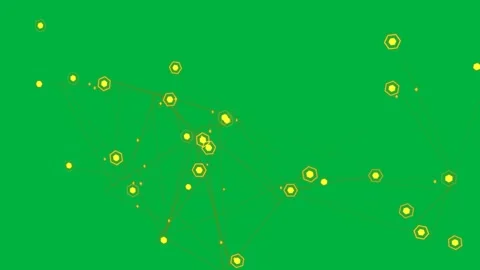 Glowing hex nodes pulsing after initial pulse rods stretching balancing on 動画素材 329532128