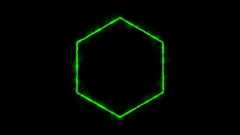 Glowing hexagon with green smoke effect Stock Illustration