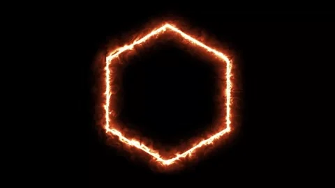 Glowing hexagon shape with fire effect Stock Footage 328385620