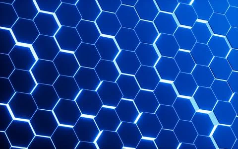 Glowing hexagonal background, 3d rendering. Illustrazione stock