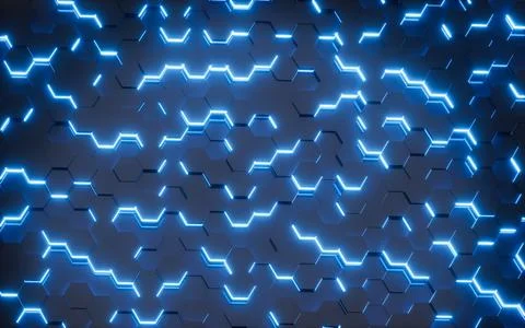 Glowing hexagonal background pattern, 3d rendering. Illustrazione stock