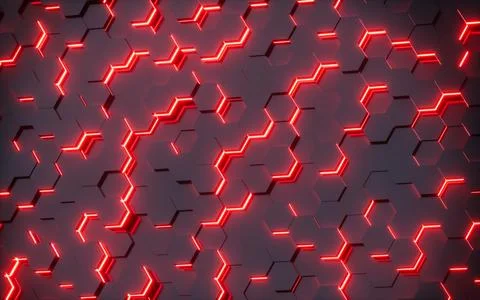 Glowing hexagonal background pattern, 3d rendering. Illustrazione stock