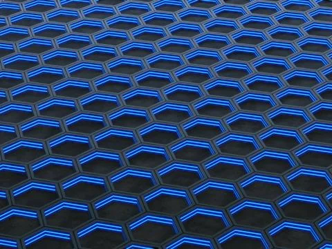 Glowing hexagonal cells on a gray background. Abstract background with geomet 스톡 일러스트