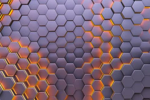 Glowing hexagonal fuel rods. Abstract background. Stock Illustration