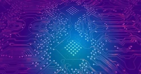 Glowing hexagonal pad cluster radiating cyan core light in abstract digital art, Stock Illustration