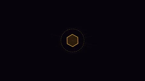 A glowing hexagonal shape isolated against a deep black background Stock Footage 339618429