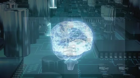 Glowing hologram of a brain Stock Footage 112003675