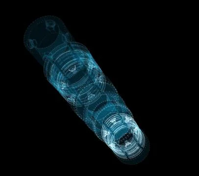 A glowing hologram of a mechanical object Stock Illustration