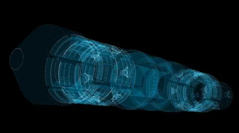 A glowing hologram of a mechanical object Stock Illustration