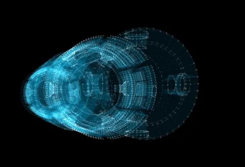 A glowing hologram of a mechanical object Stock Illustration