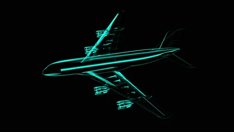 Glowing Hologram of Plane Stock Footage 151679139