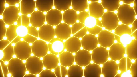 Glowing honeycomb texture in neon light on a black background. 스톡 동영상 229077442