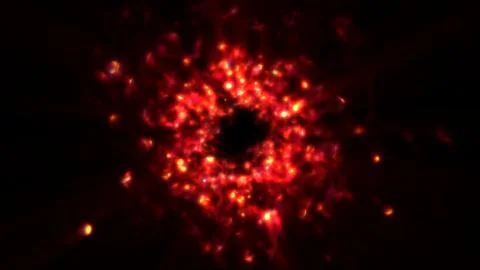 Glowing Hot Accretion Disk Orbiting Around Supermassive Black Hole Stock Illustration