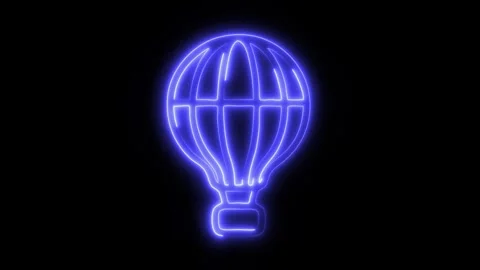 Glowing Hot Air Balloon Icon in HD Video Neon Animation 库存影片 304556183