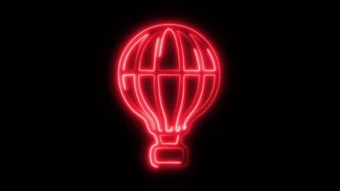 Glowing Hot Air Balloon Icon in HD Video Neon Animation Vidéo 304556189