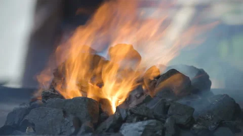 Glowing hot embers Stock Footage 50878315