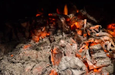 Glowing hot flame close up of a Fire Stock Photos