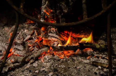 Glowing hot flame close up of a Fire Stock Photos